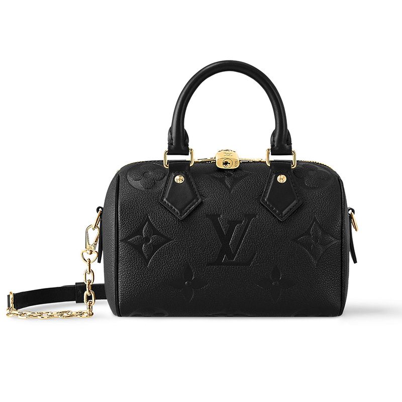 lv speedy bandouliere 20 handbag monogram embossed black 1